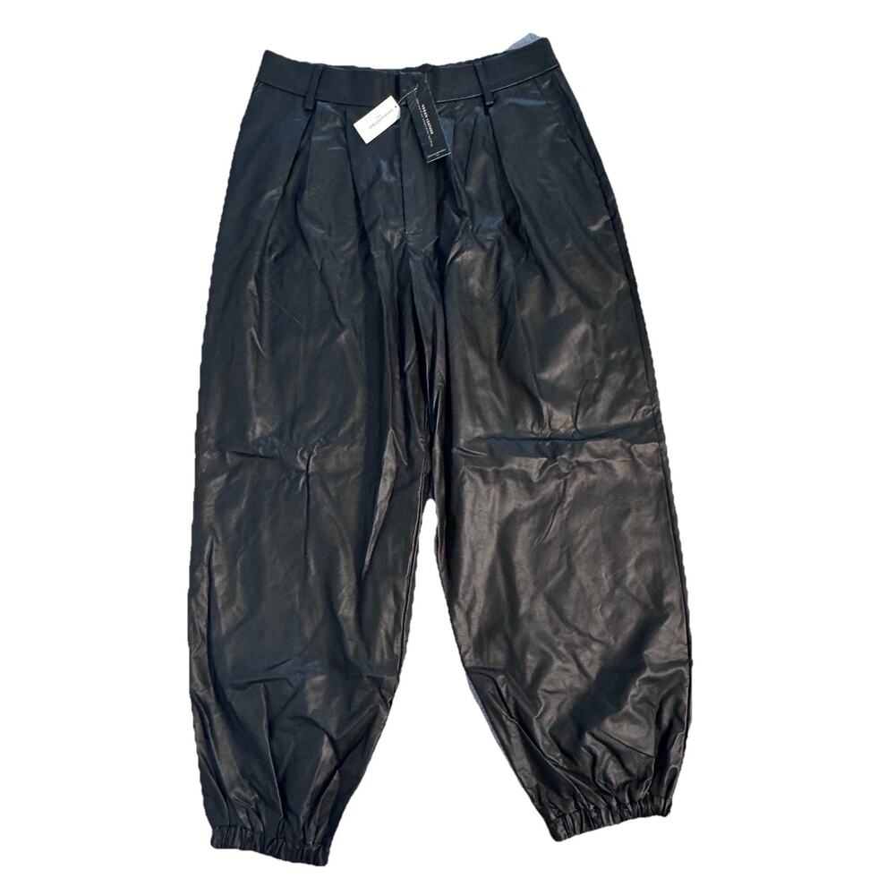 New Banana Republic Vegan Leather Black Jogger Womens Pants Sz 6 $90 NWT